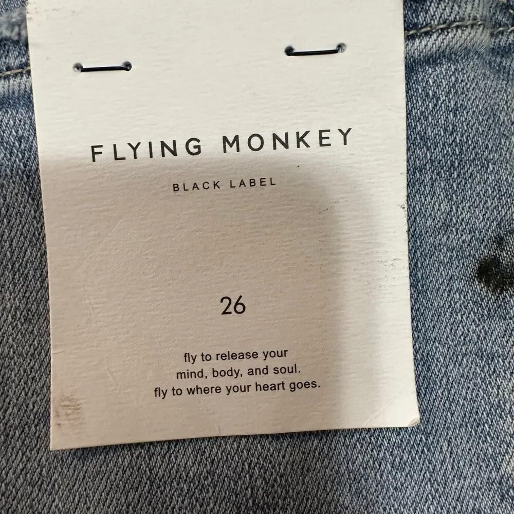 FLYING MONKEY Women's Polite High Rise Crop Straight Jeans Size 26 In Light - Picture 6 of 13